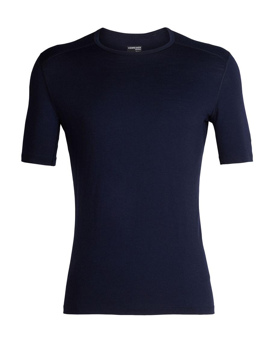 Icebreaker Merino 200 Oasis Rövid Sleeve Crewe Thermal Top Férfi Base Layers Sötétkék | HU 1388YXFU